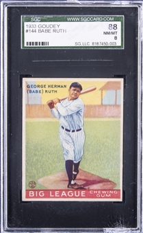 1933 Goudey #144 Babe Ruth – SGC 88 NM/MT 8